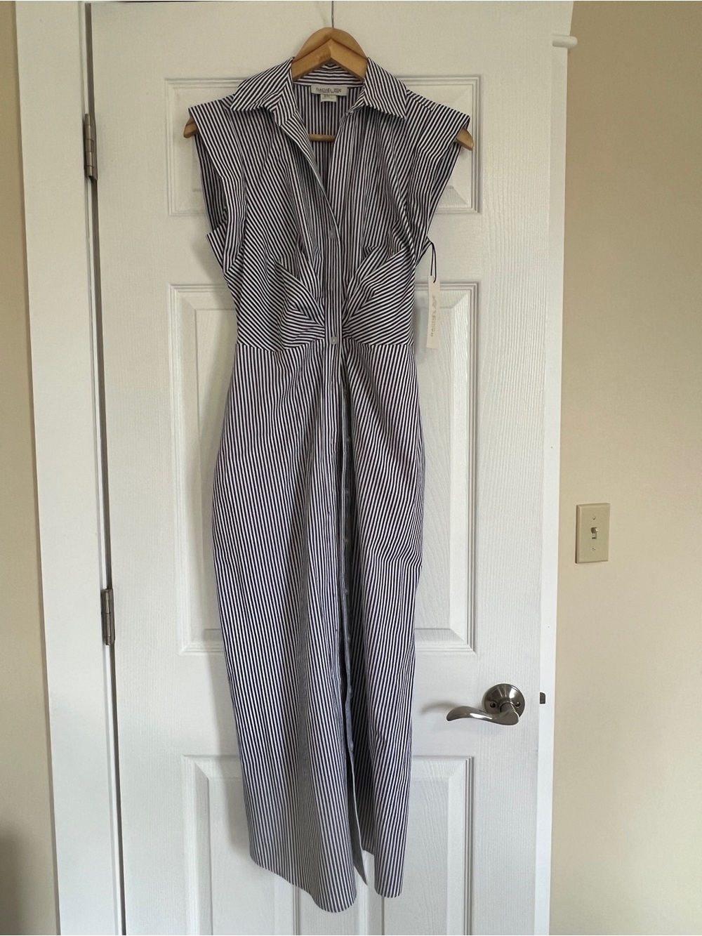 NWT Rachel Zoe Navy and White Striped Midi Dress